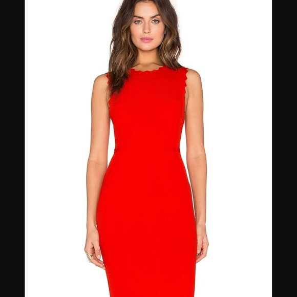 A.L.C. Aldridge Bodycon Midi Dress in Geranio Red Size Small $595 - Picture 3 of 10